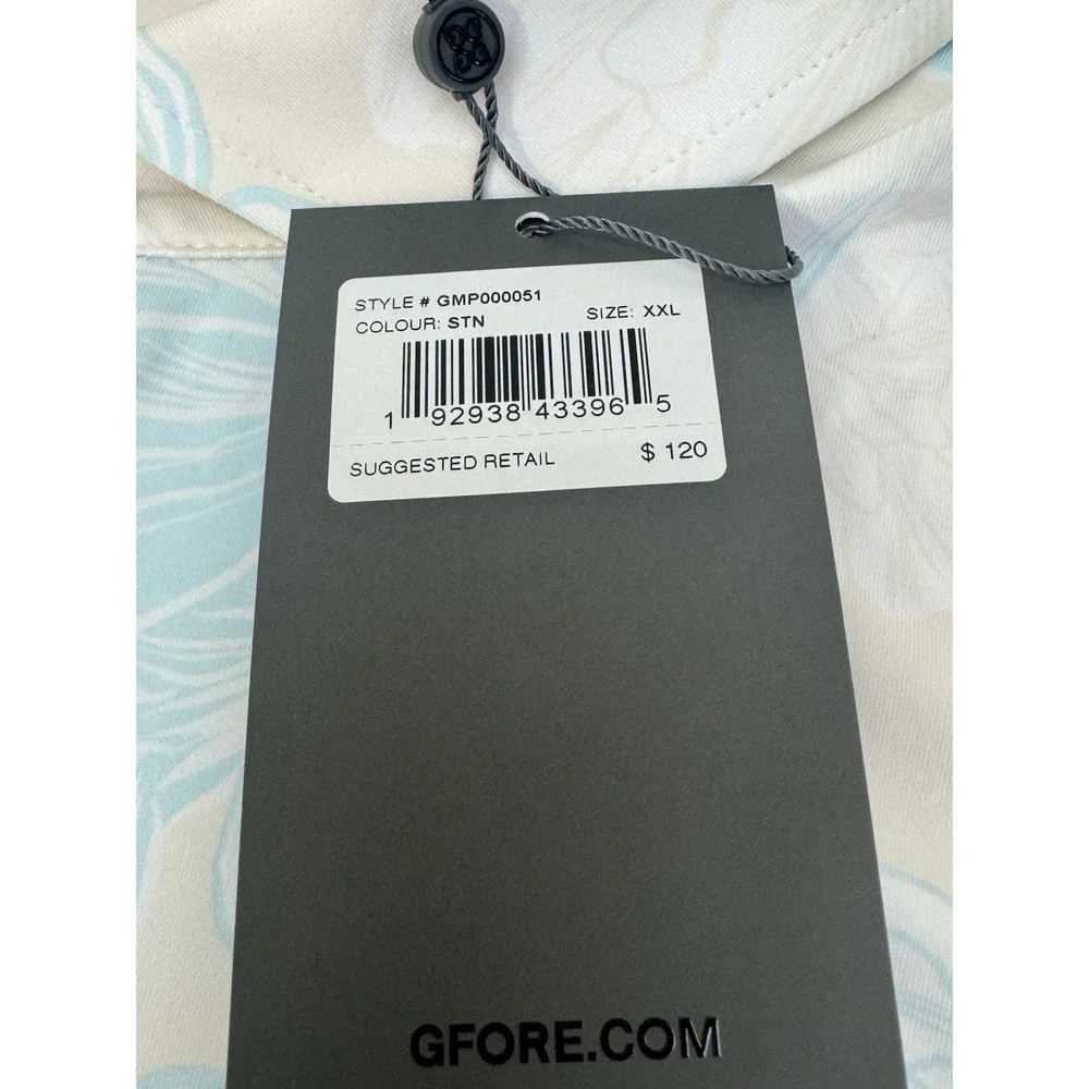 NWT G/Fore Stamped Floral Jersey Golf Polo Shirt Beige/ Stone Size XXL $120 - Picture 6 of 12